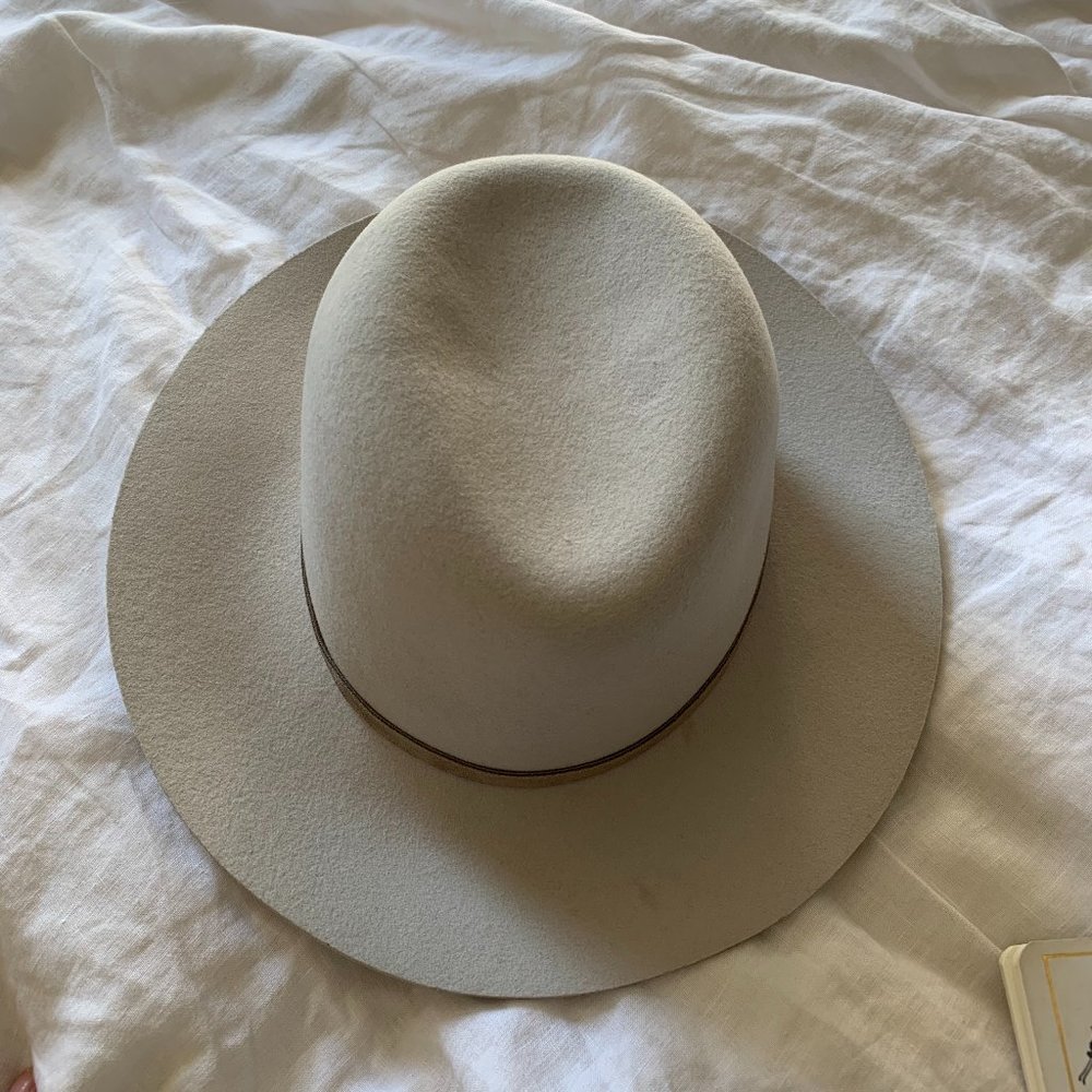 Rag & Bone Grey Wool Fedora with Suede Trim